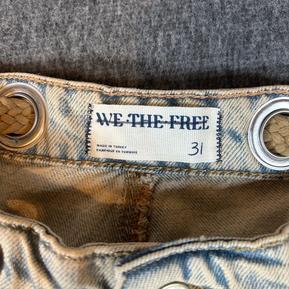 We The Free Moxie Low Slung Pull On Barrel Jeans Tan Acid Wash 31 Fits 37x25 Y2K - Picture 2 of 8